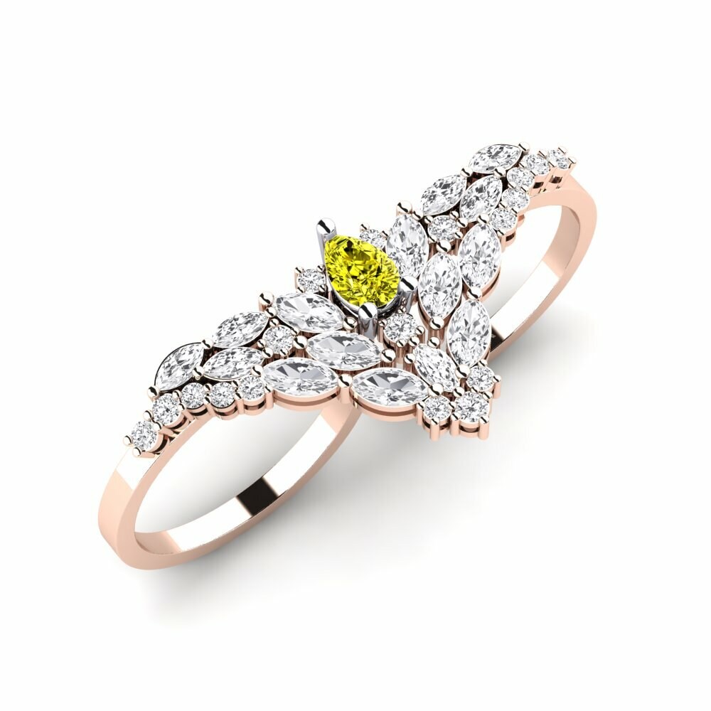 18k Rose & White Gold Yellow Diamond Ring Scintilla