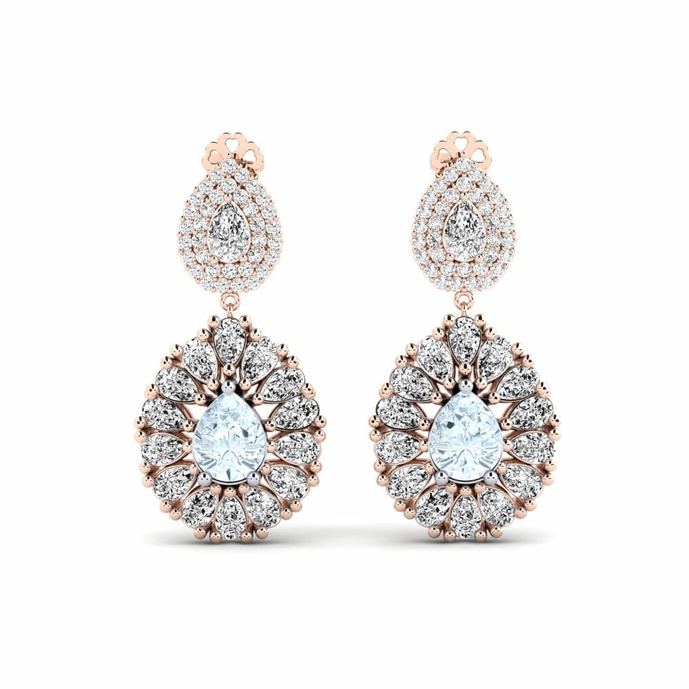14k Rose & White Gold Aquamarine Women's Earring Silaw