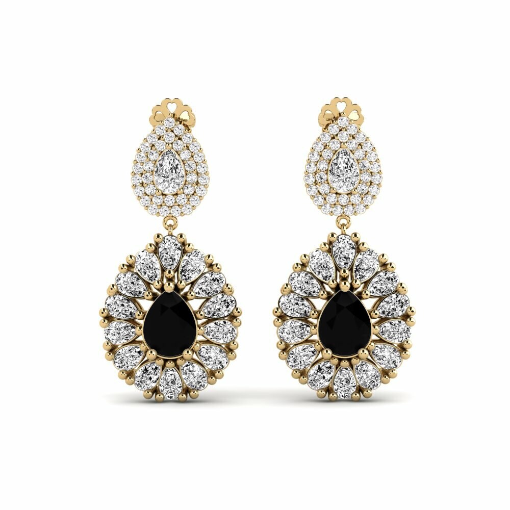 14k Yellow Gold Black Onyx Women's Earring Silaw