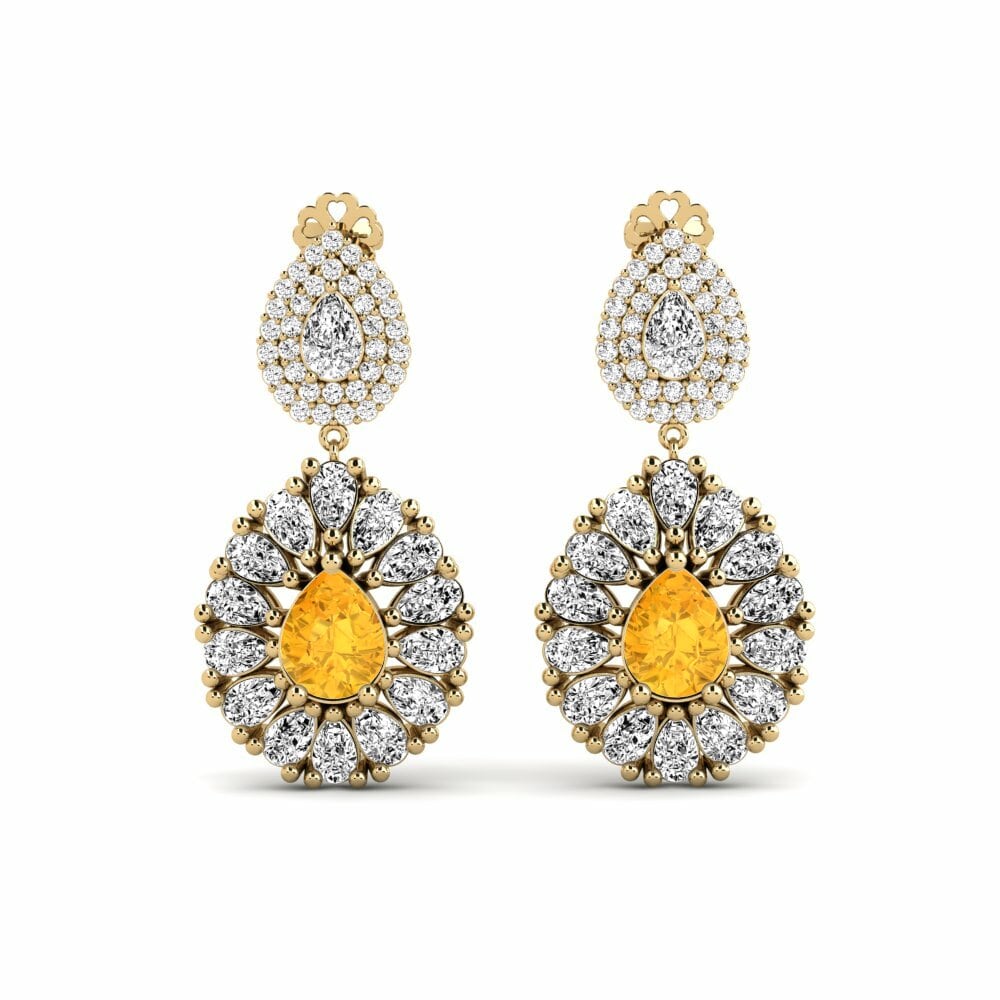 14k Yellow Gold Citrine Women's Earring Silaw