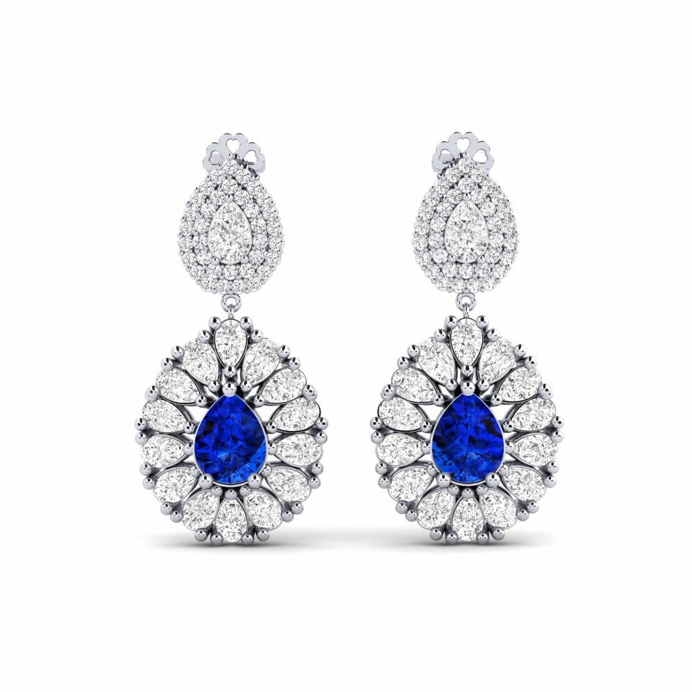 9k White Gold Sapphire (Lab Created) Women's Earring Silaw