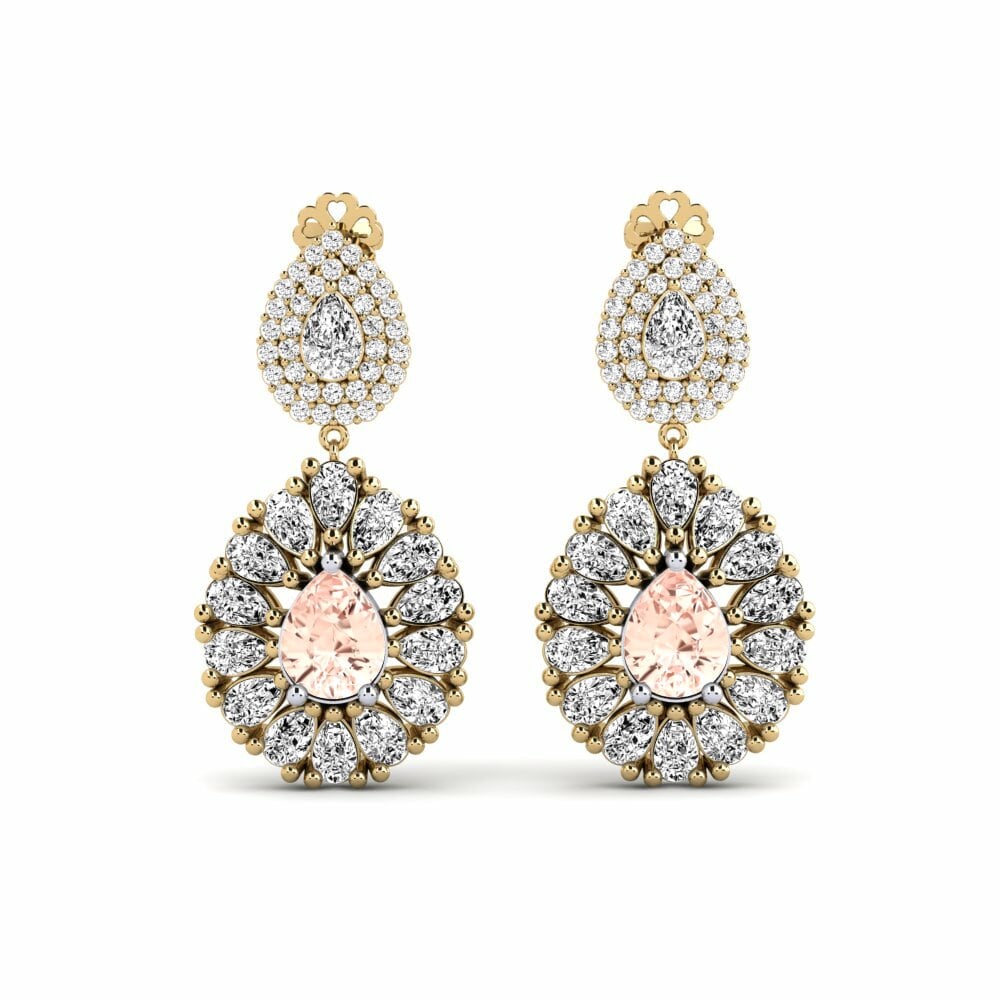 14k Yellow & White Gold Morganite Women's Earring Silaw