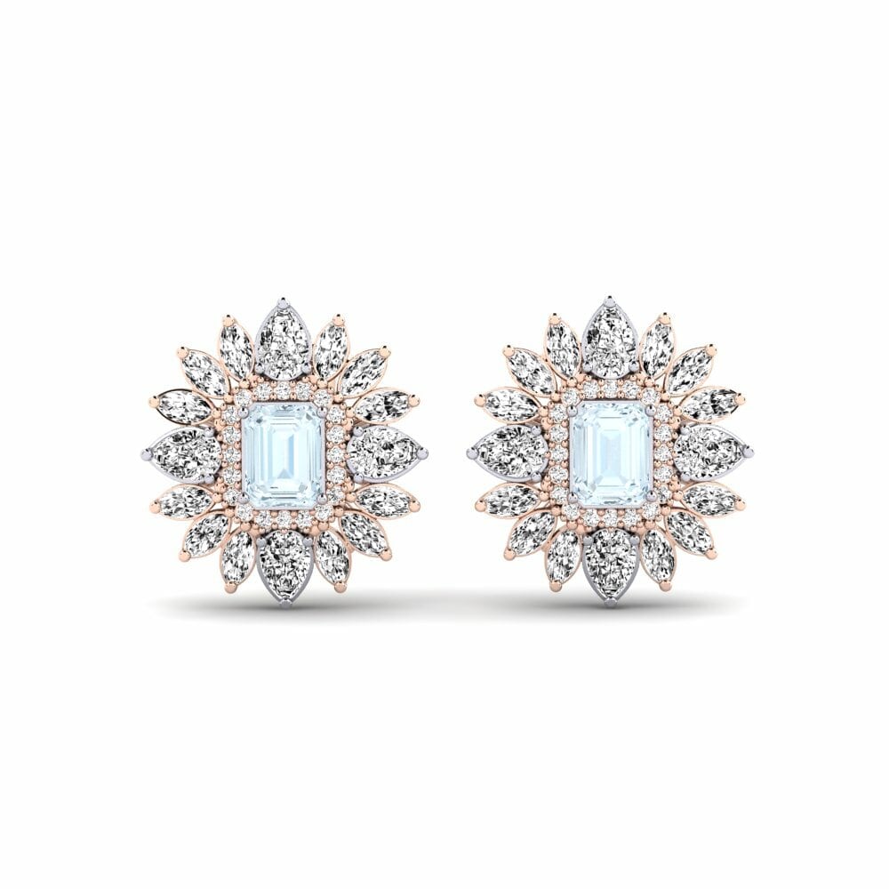 14k Rose & White Gold Aquamarine Women's Earring Solas