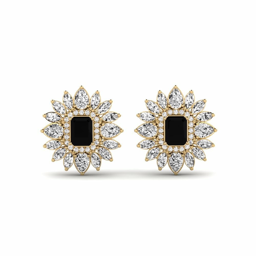 14k Yellow Gold Black Onyx Women's Earring Solas