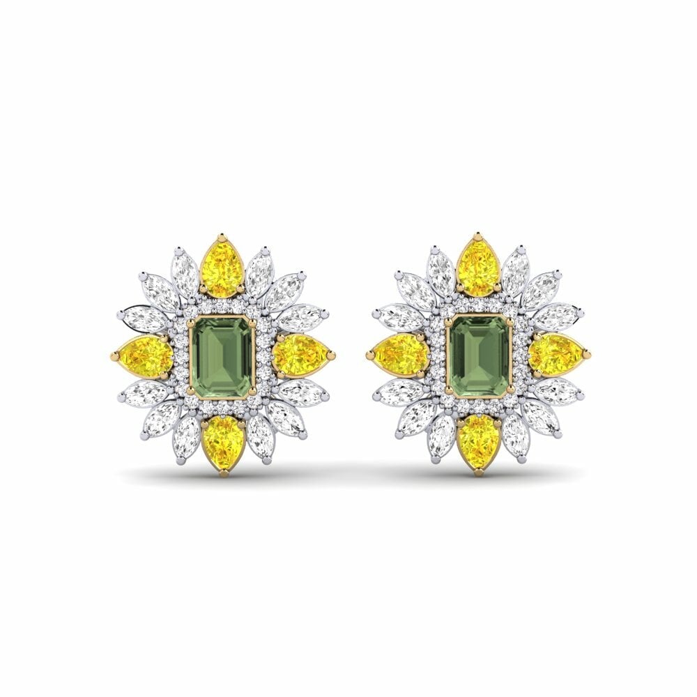 14k White & Yellow Gold Green Sapphire Women's Earring Solas