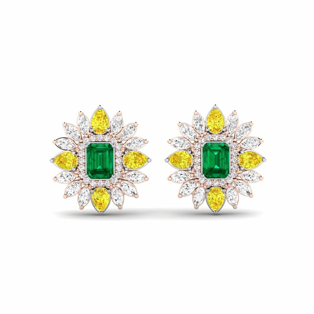 14k Rose & White Gold Emerald (Lab Created) Women's Earring Solas