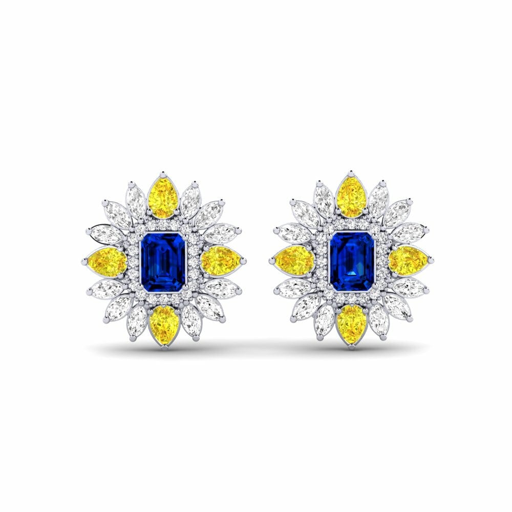 9k White Gold Sapphire (Lab Created) Women's Earring Solas