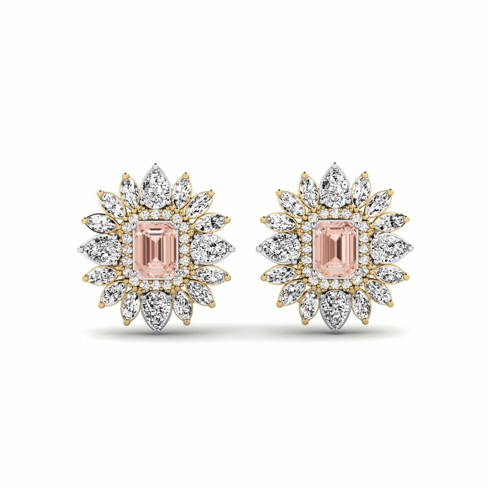 14k Yellow & White Gold Morganite Women's Earring Solas