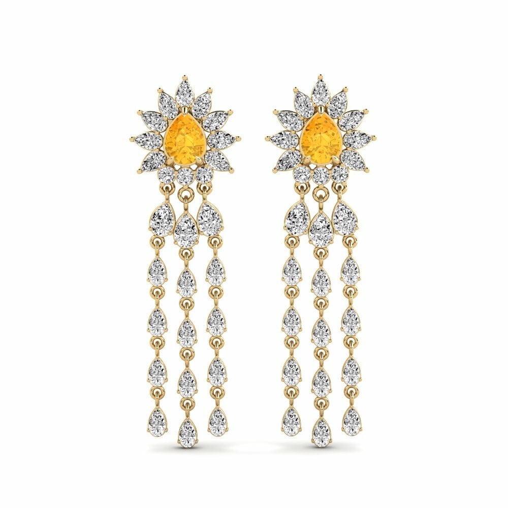 14k Yellow Gold Citrine Women's Earring Spindintis