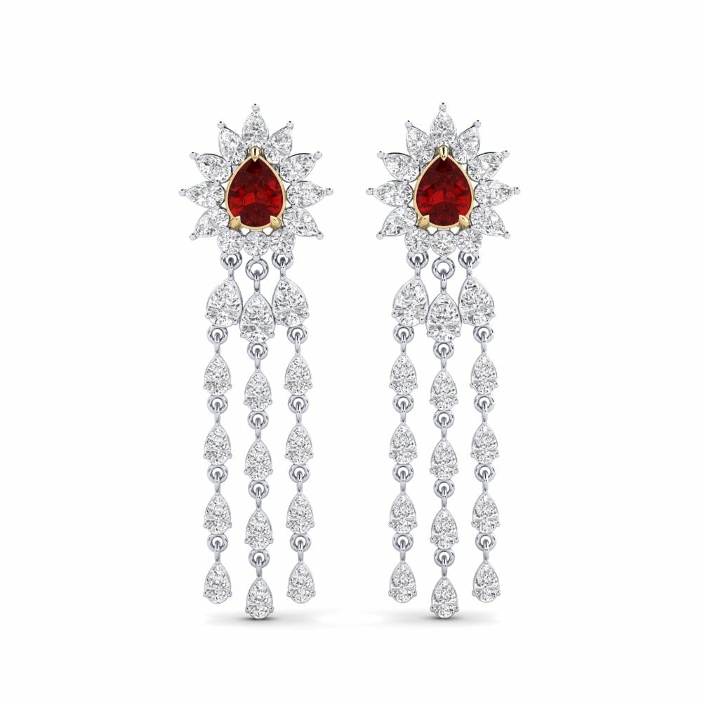 14k White & Yellow Gold Ruby (Lab Created) Women's Earring Spindintis