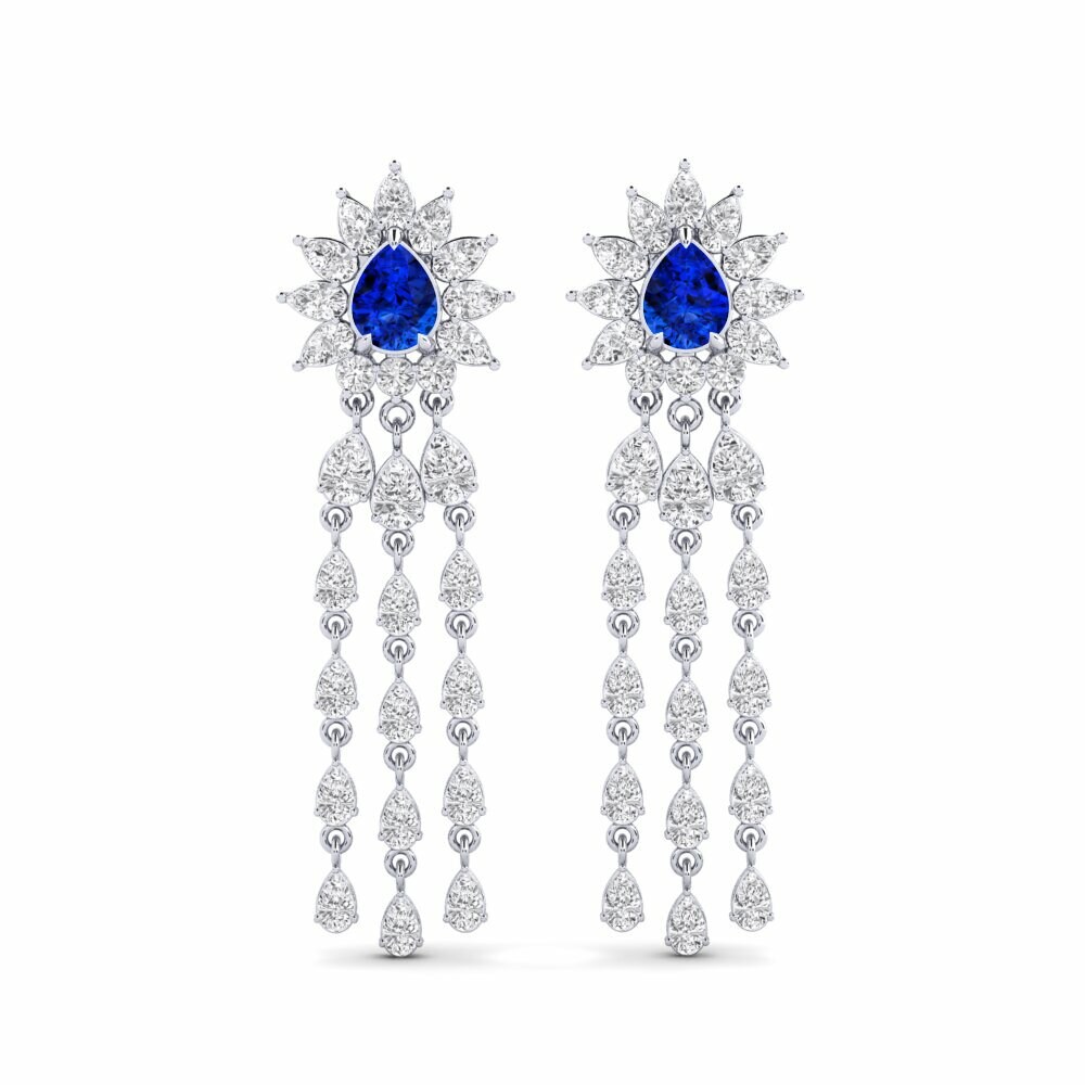 9k White Gold Sapphire (Lab Created) Women's Earring Spindintis