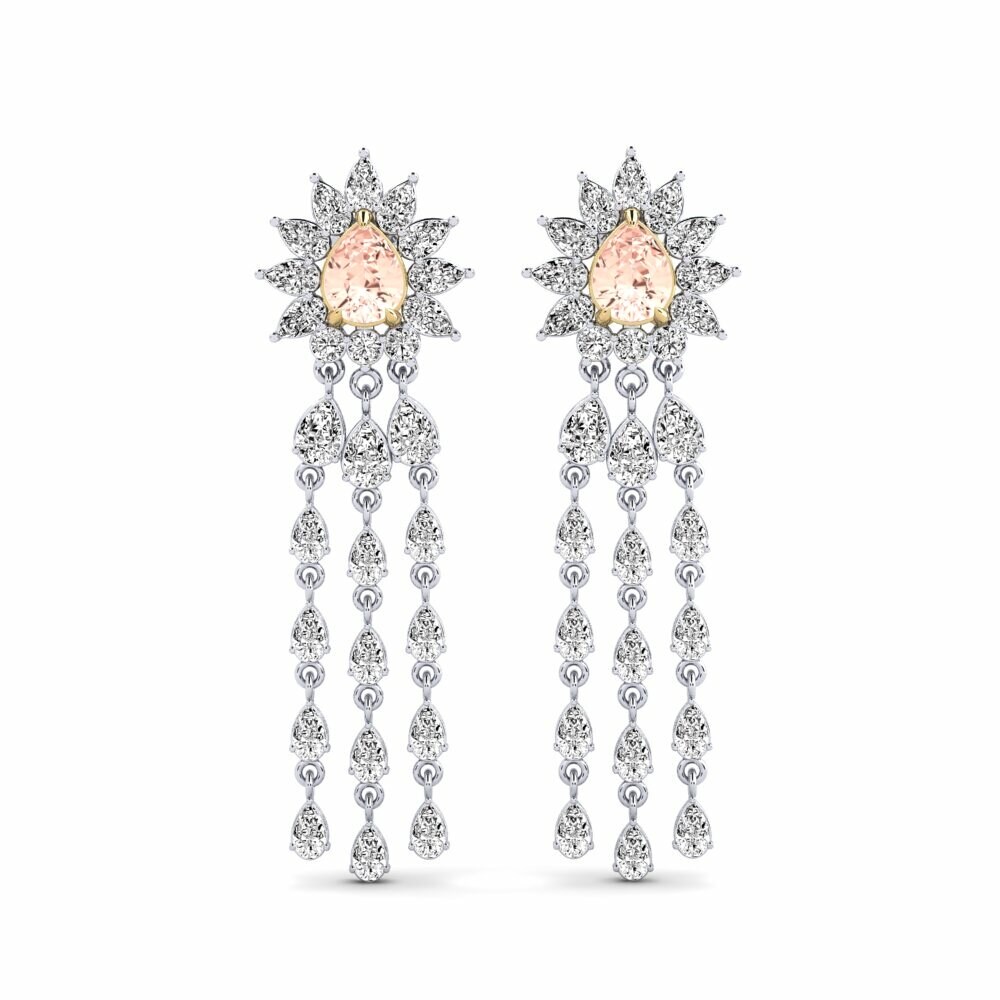 14k White & Yellow Gold Morganite Women's Earring Spindintis