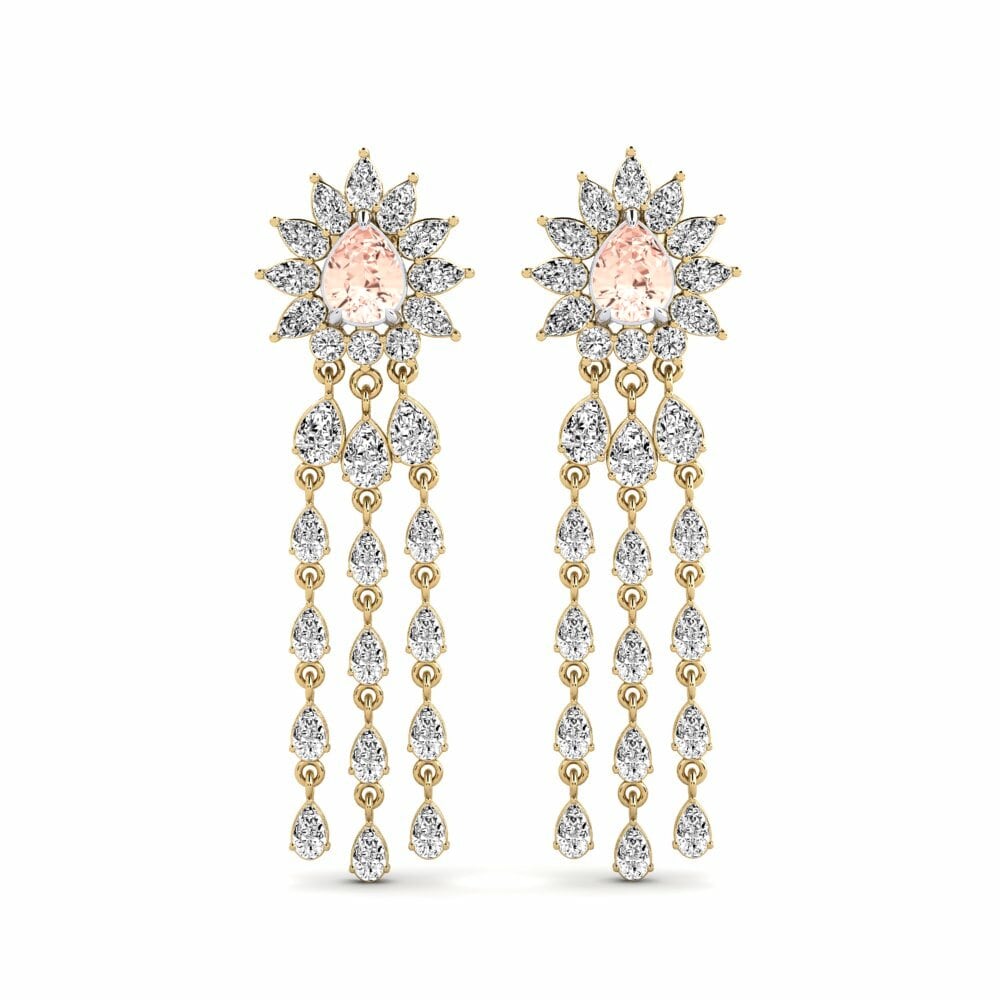 14k Yellow & White Gold Morganite Women's Earring Spindintis
