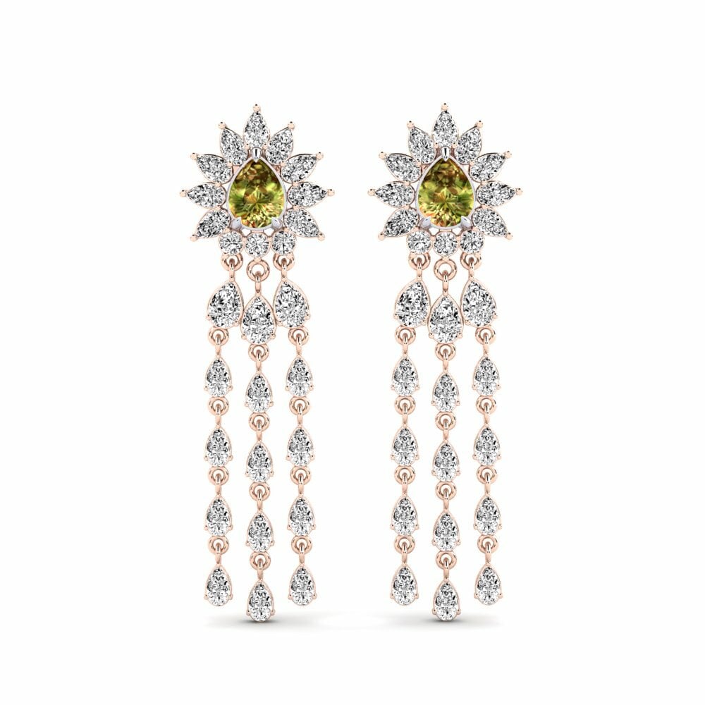 14k Rose & White Gold Sultan Stone Women's Earring Spindintis