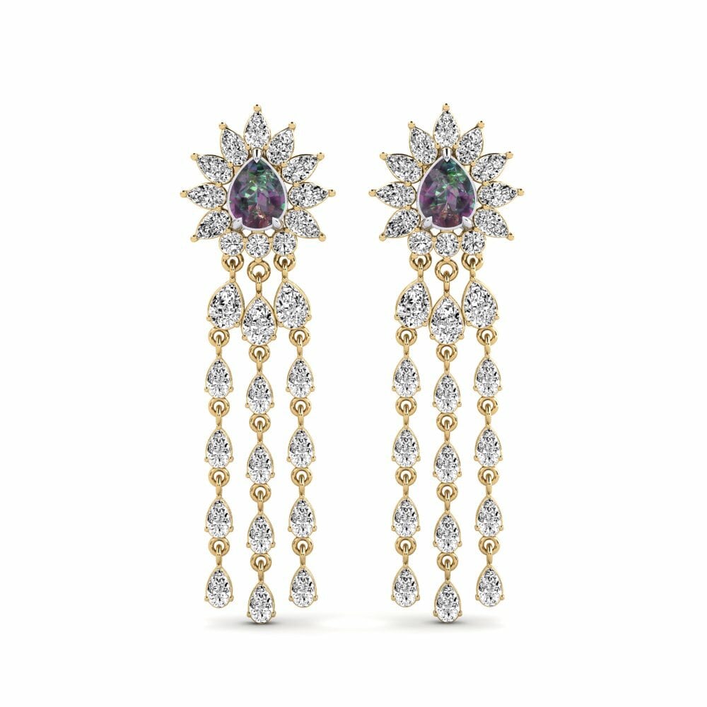 14k Yellow & White Gold Mystic Topaz Women's Earring Spindintis