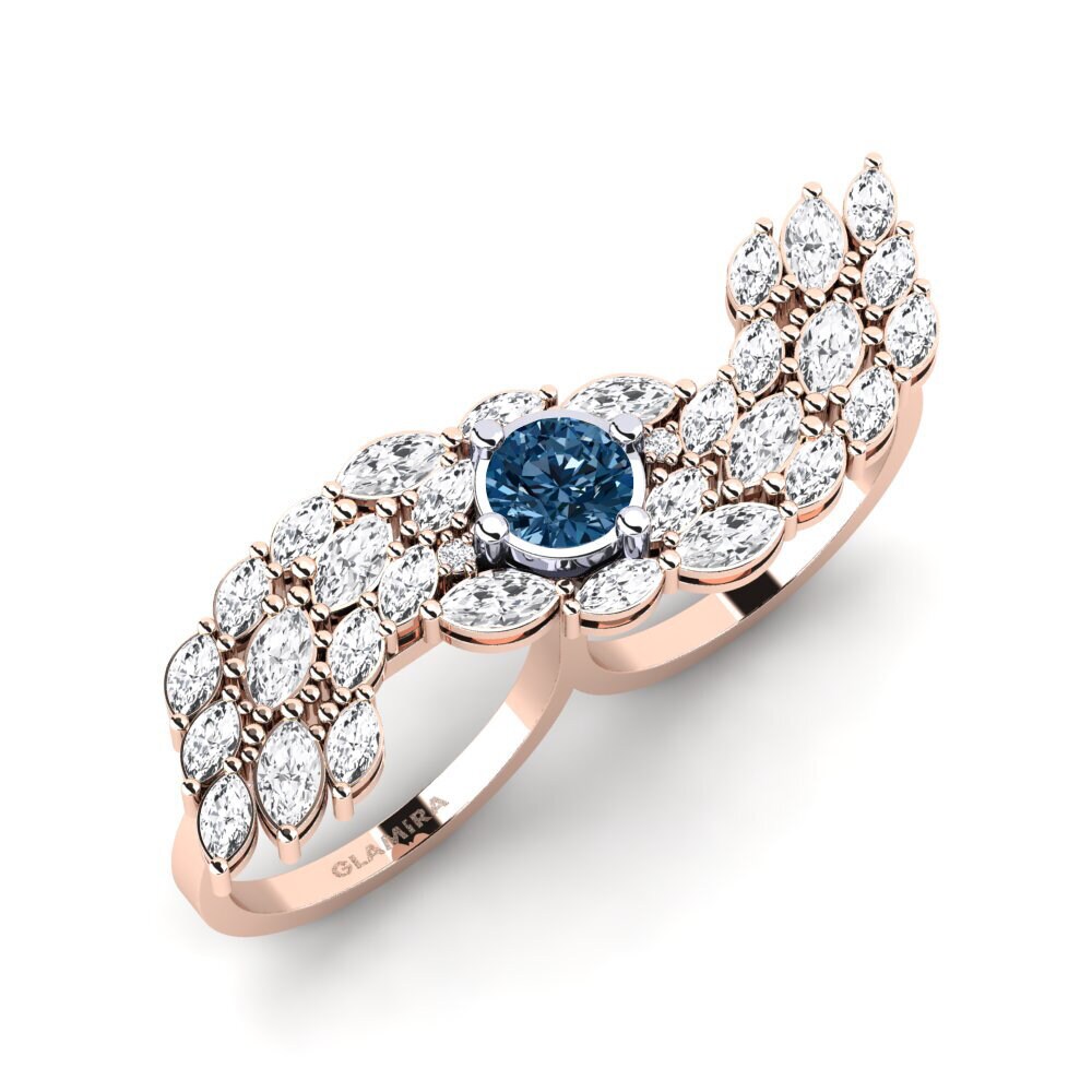 18k Rose & White Gold Blue Diamond Ring Spuma