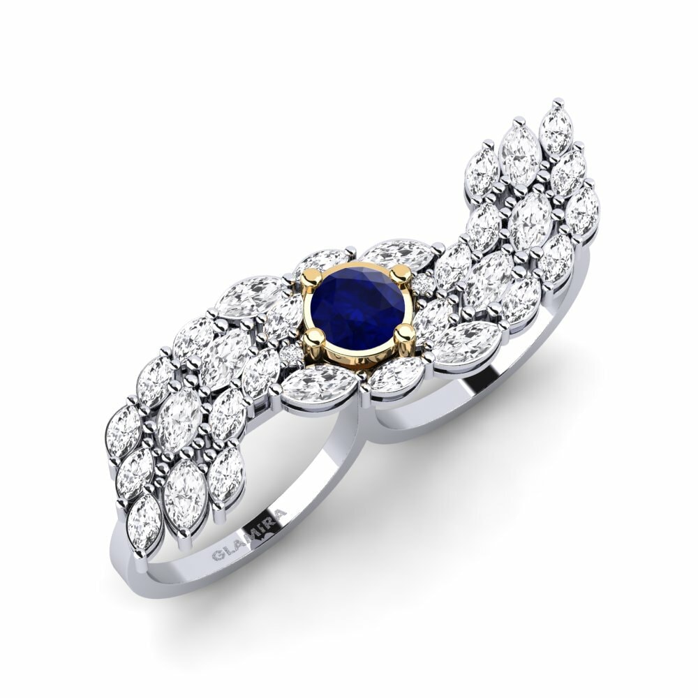 9k White & Yellow Gold Sapphire Ring Spuma
