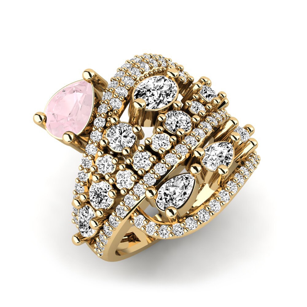 Or Jaune 18k Quartz Rose Bague Sruth