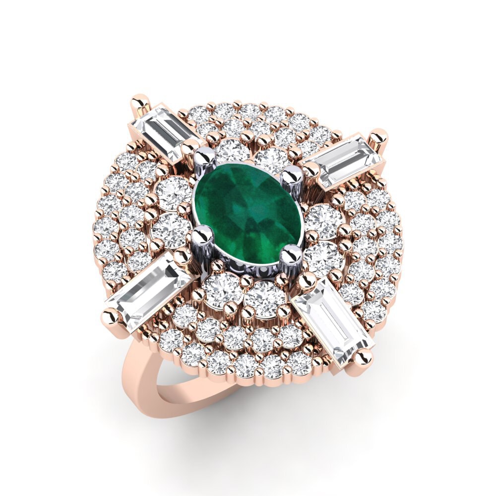 Or Rose& Blanc 14k Émeraude Bague Tulie