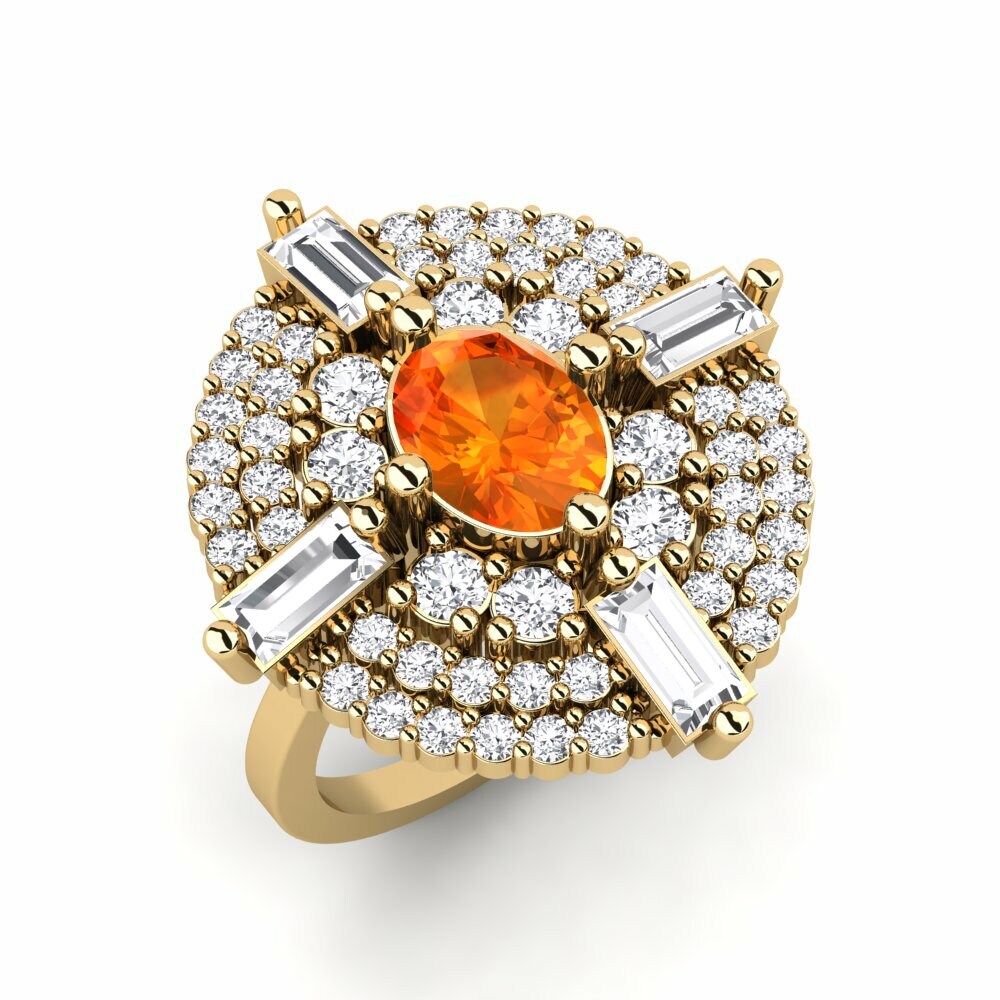 Or Jaune 18k Saphir orange Bague Tulie