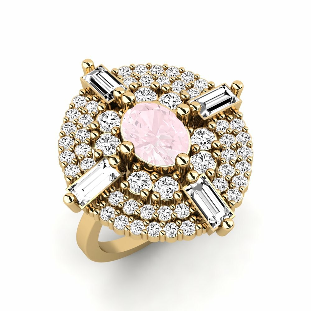 Or Jaune 18k Quartz Rose Bague Tulie