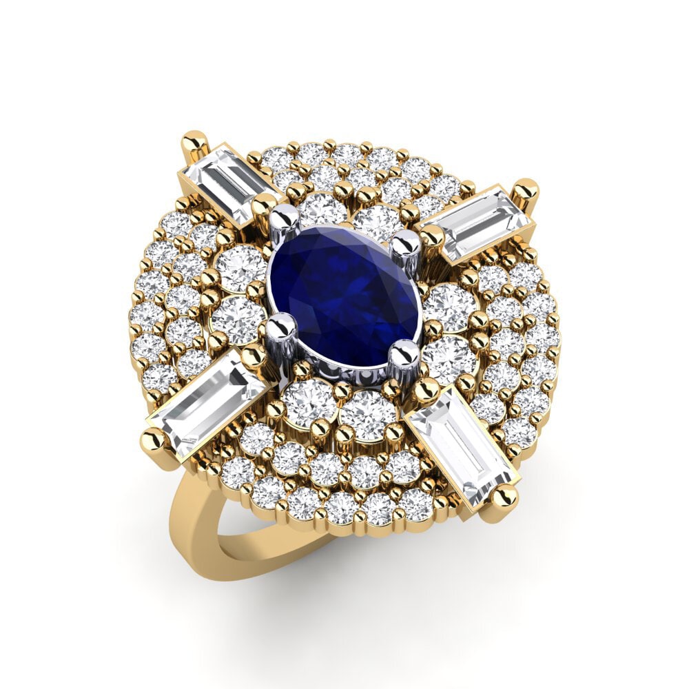 Vàng-Trắng 9K Đá Sapphire Nhẫn Tulie