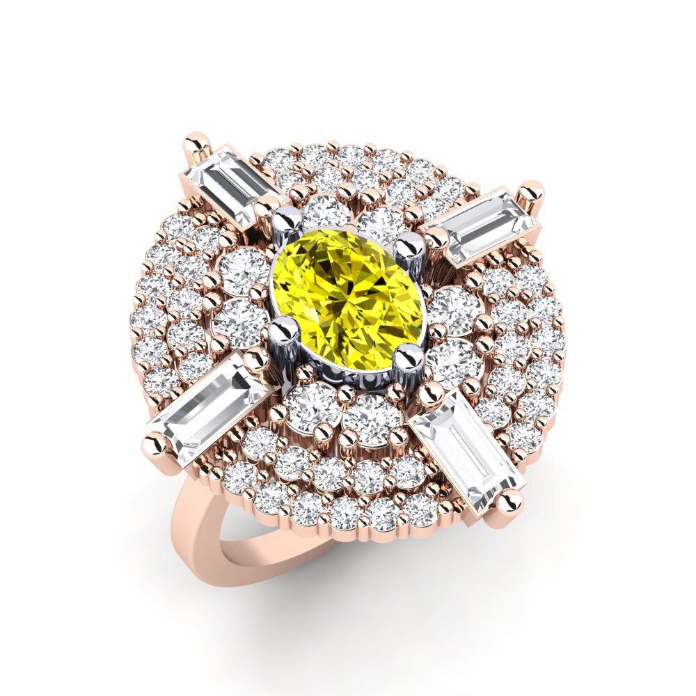 18k Rose & White Gold Yellow Diamond Ring Tulie
