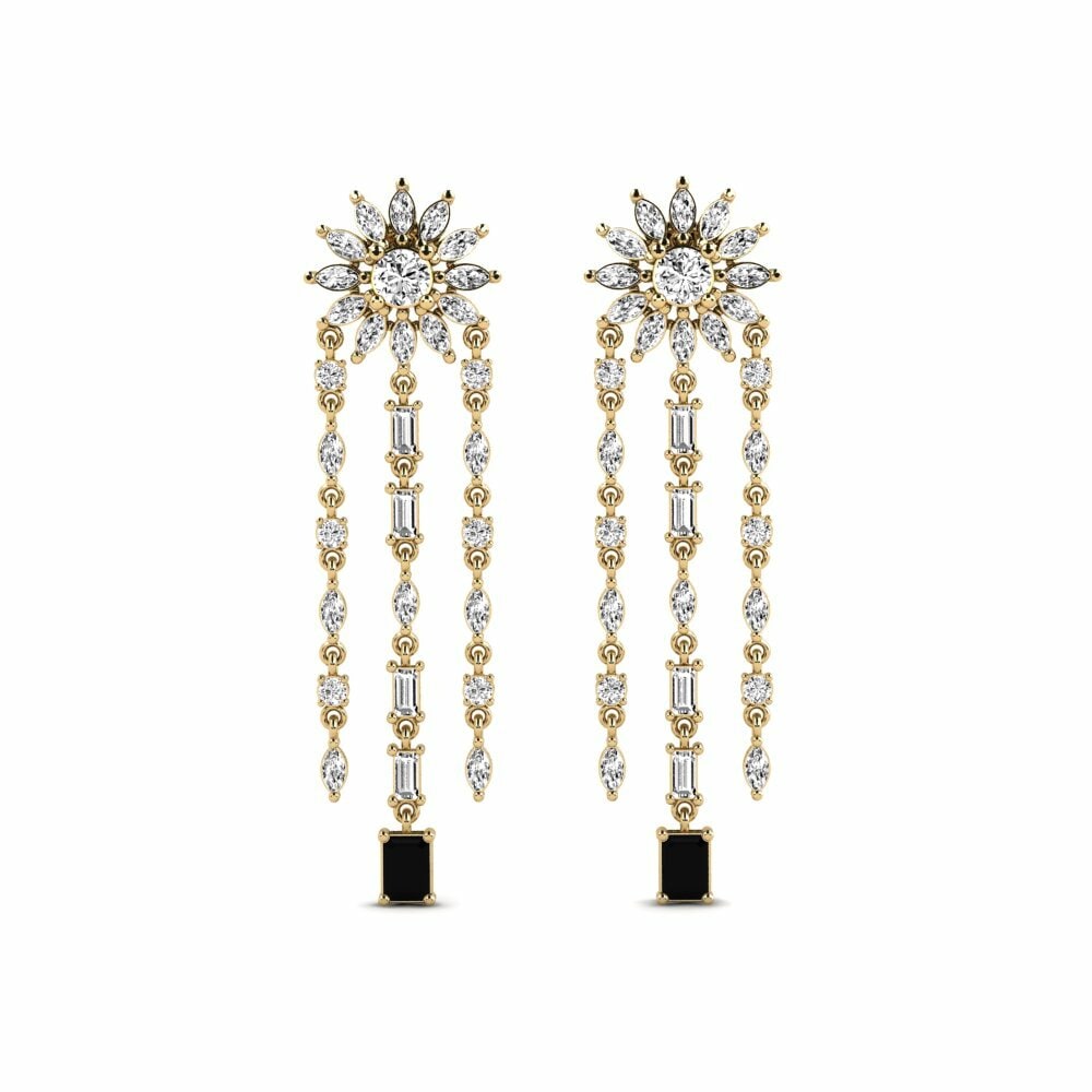 14k Yellow Gold Black Onyx Women's Earring Tulva
