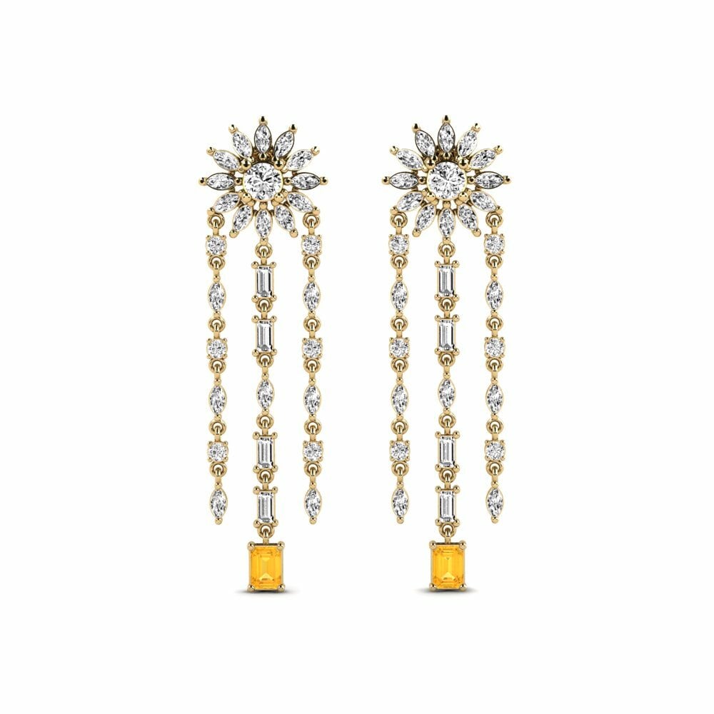14k Yellow Gold Citrine Women's Earring Tulva