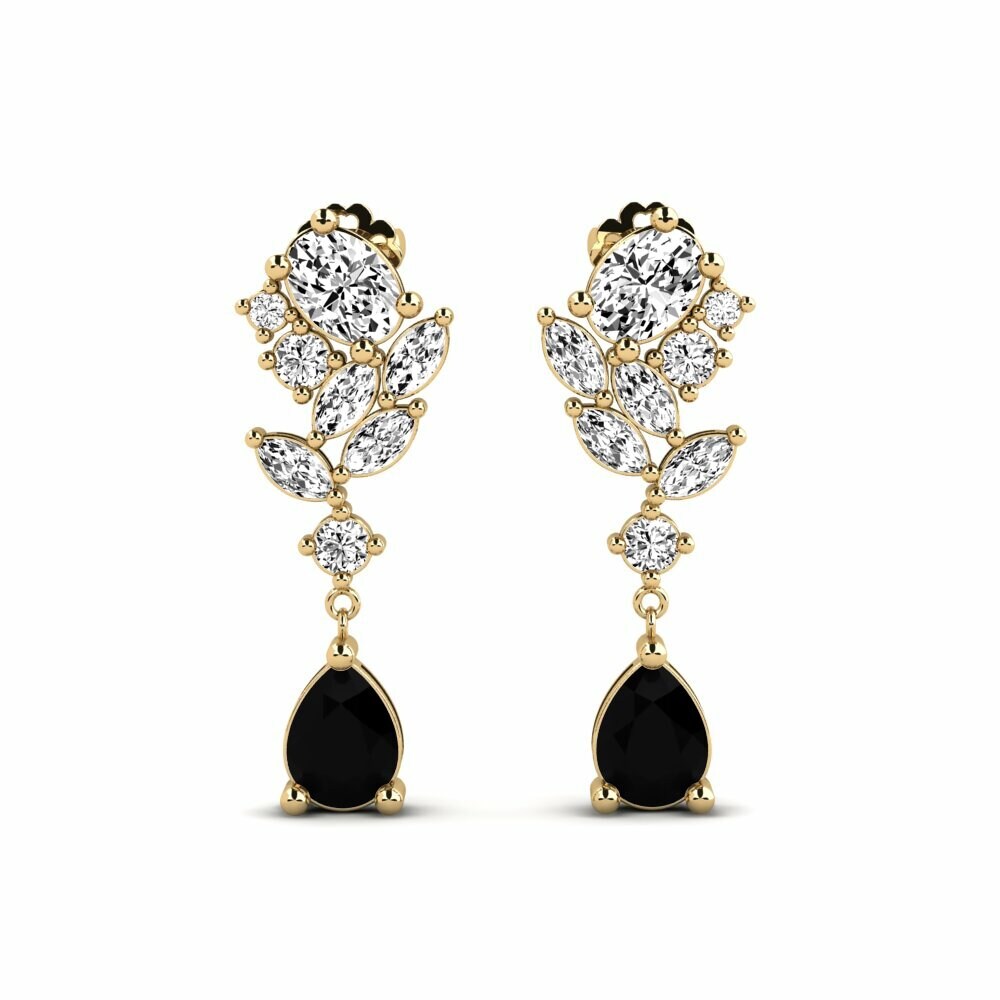 14k Yellow Gold Black Onyx Women's Earring Vivil