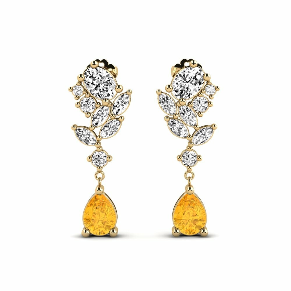 14k Yellow Gold Citrine Women's Earring Vivil