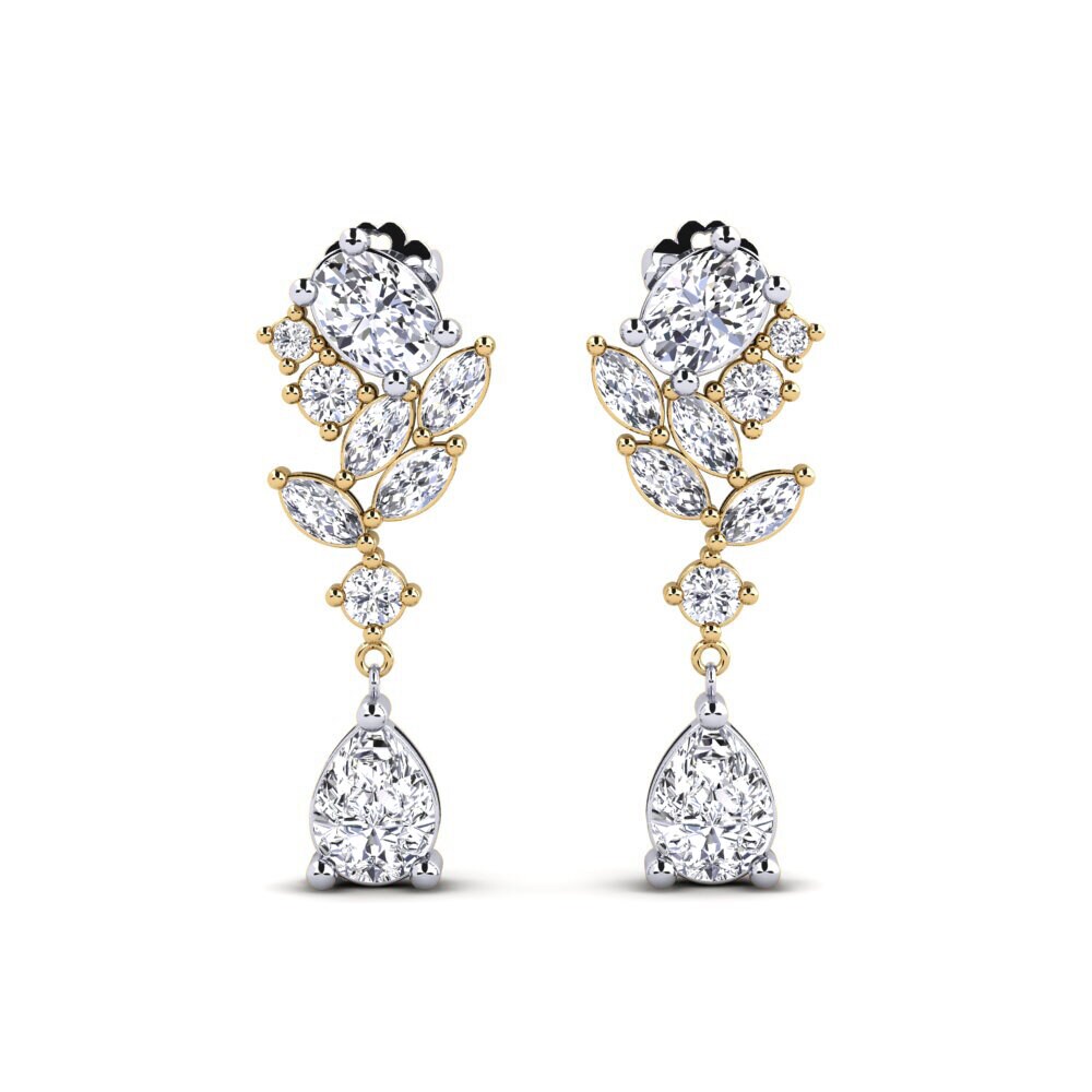 14k White & Yellow Gold Diamond Women's Earring Vivil