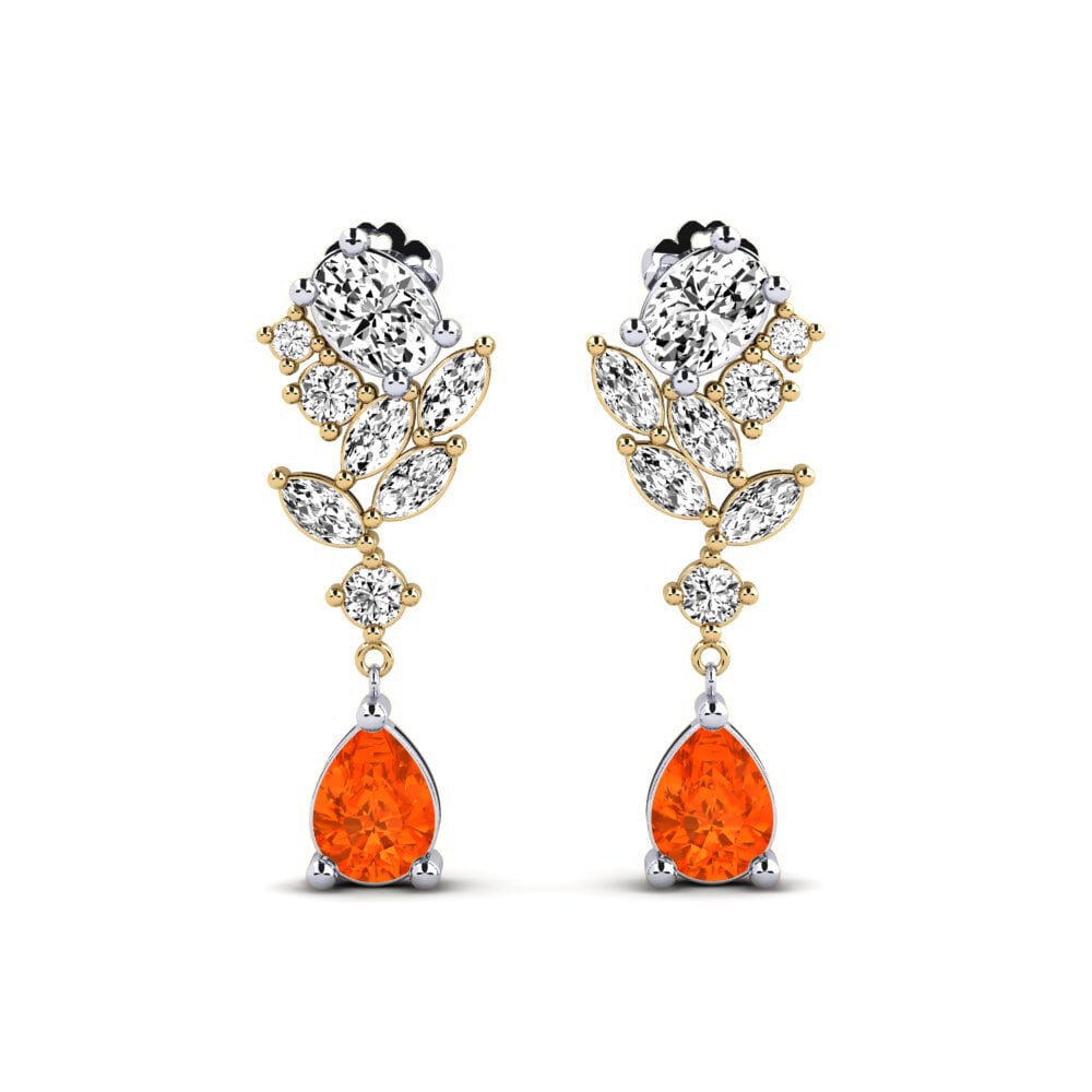 14k White & Yellow Gold Fire-Opal Women's Earring Vivil