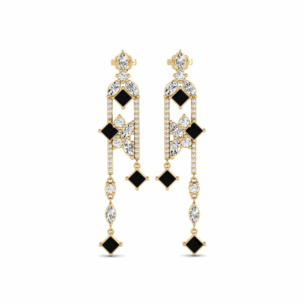 14k Yellow Gold Black Onyx Women's Earring Mountmorres