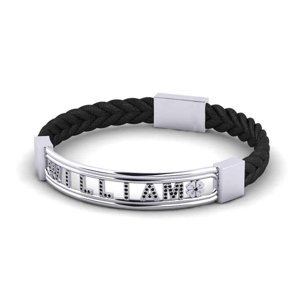 Perak Putih Onyx Hitam Gelang Lelaki Lansdown