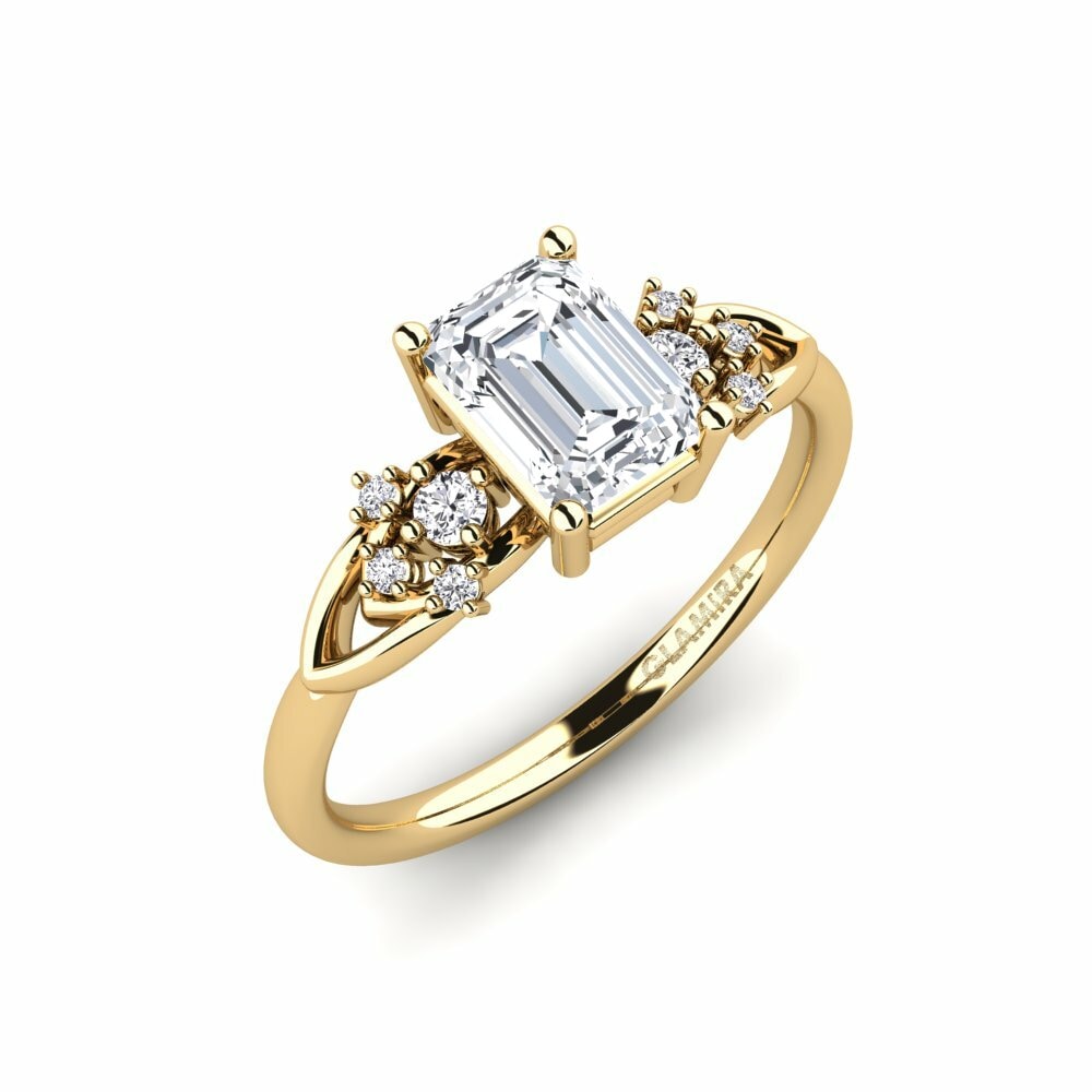 White Zircon Engagement Ring Milu - Emerald