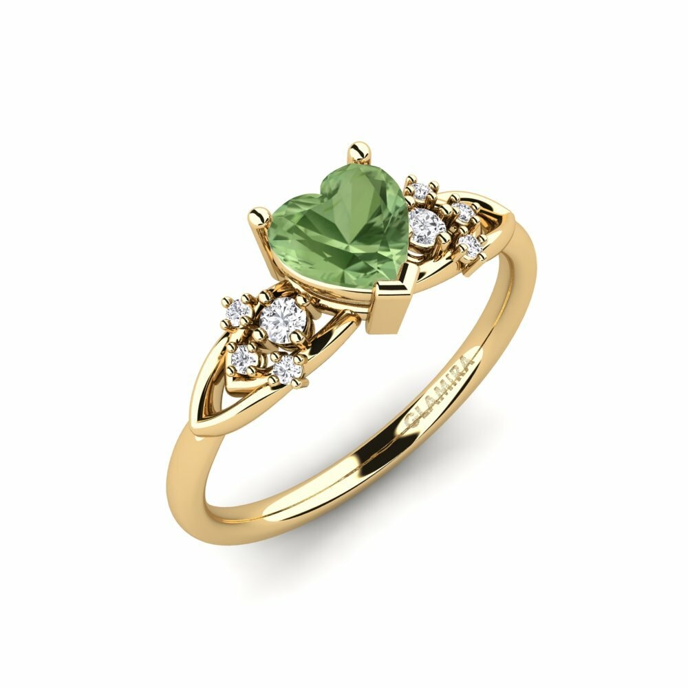 Groene Saffier Verlovingsring Milu - Heart