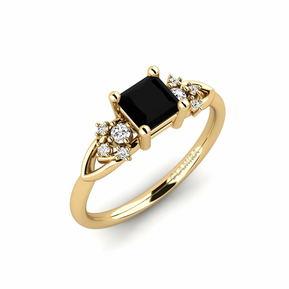 Black Onyx Engagement Ring Milu - Princess