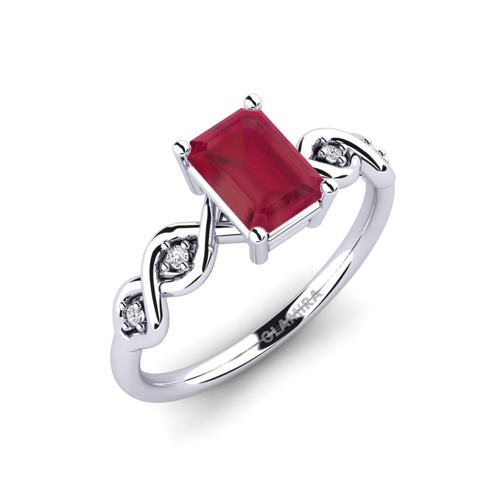 Białe Złoto 375 Rubin Pierścionek zaręczynowy Nisse - Emerald