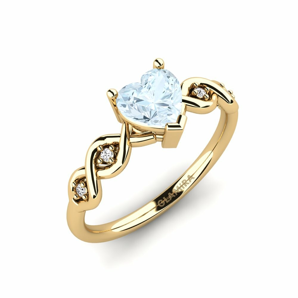 14K Yellow Gold Heart Aquamarine Engagement Ring Nisse - Heart
