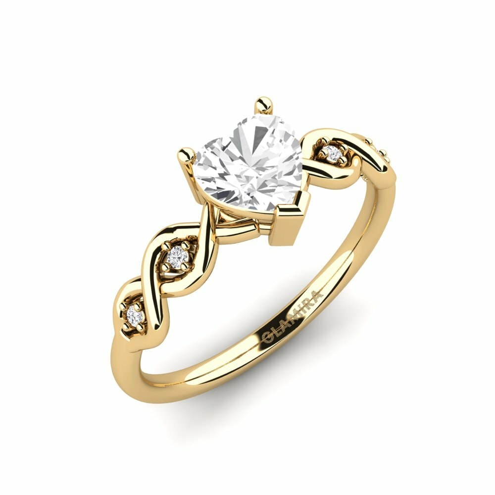 14k Yellow Gold Heart White Sapphire Engagement Ring Nisse - Heart