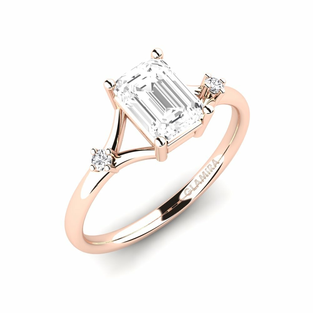 14K Rood Goud Verlovingsring Zephyra - Emerald