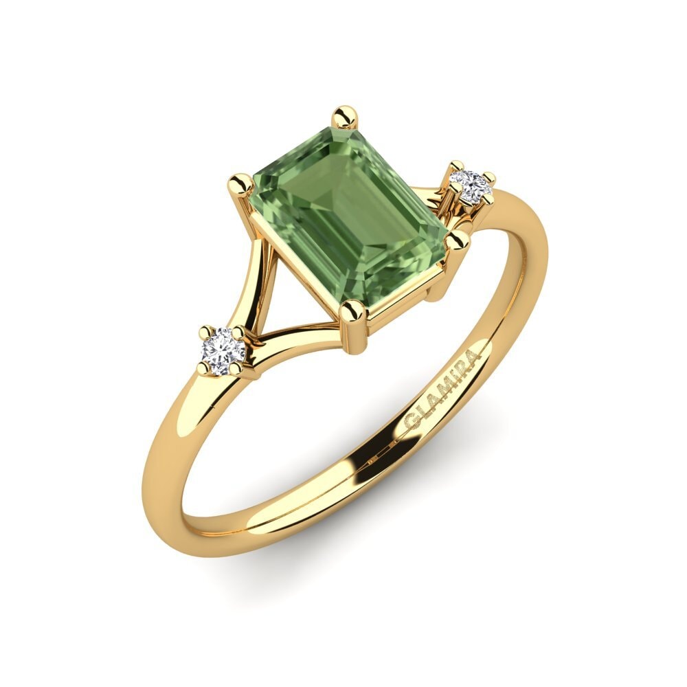 585 Žluté zlato Zelený Safír Zásnubní prsten Zephyra - Emerald