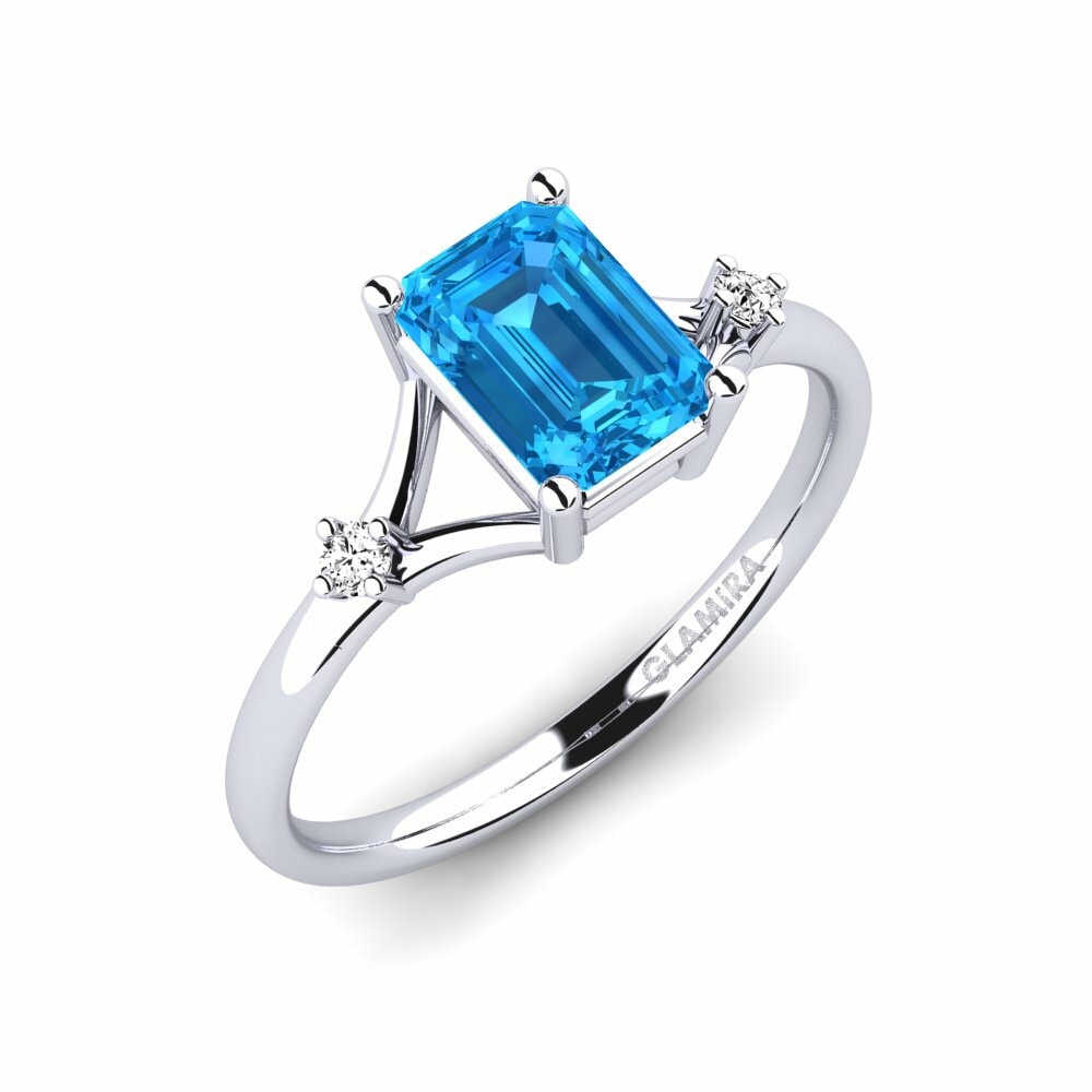 Blue Topaz Engagement Ring Zephyra - Emerald