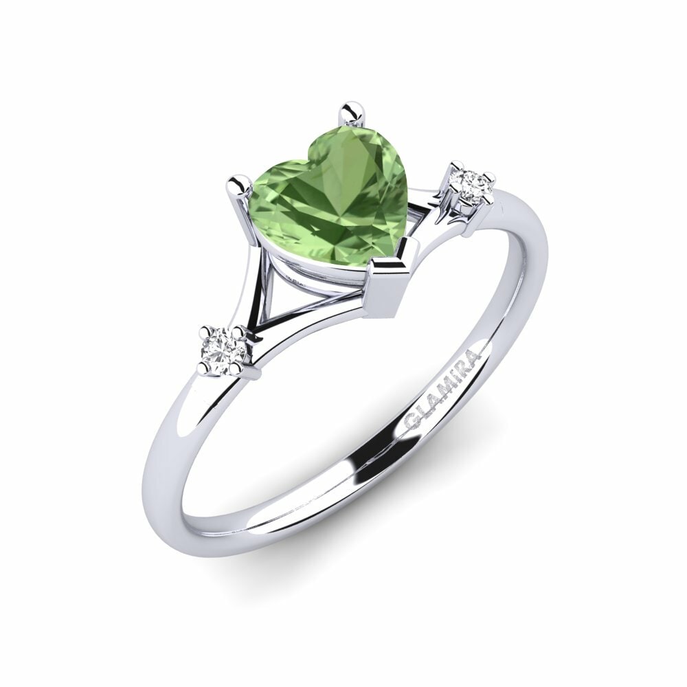 Groene Saffier Verlovingsring Zephyra - Heart