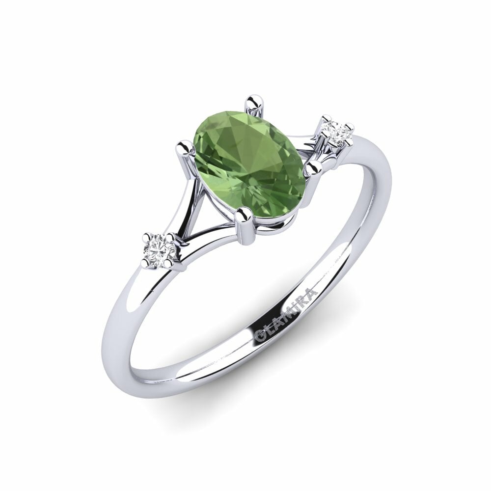 Groene Saffier Verlovingsring Zephyra - Oval