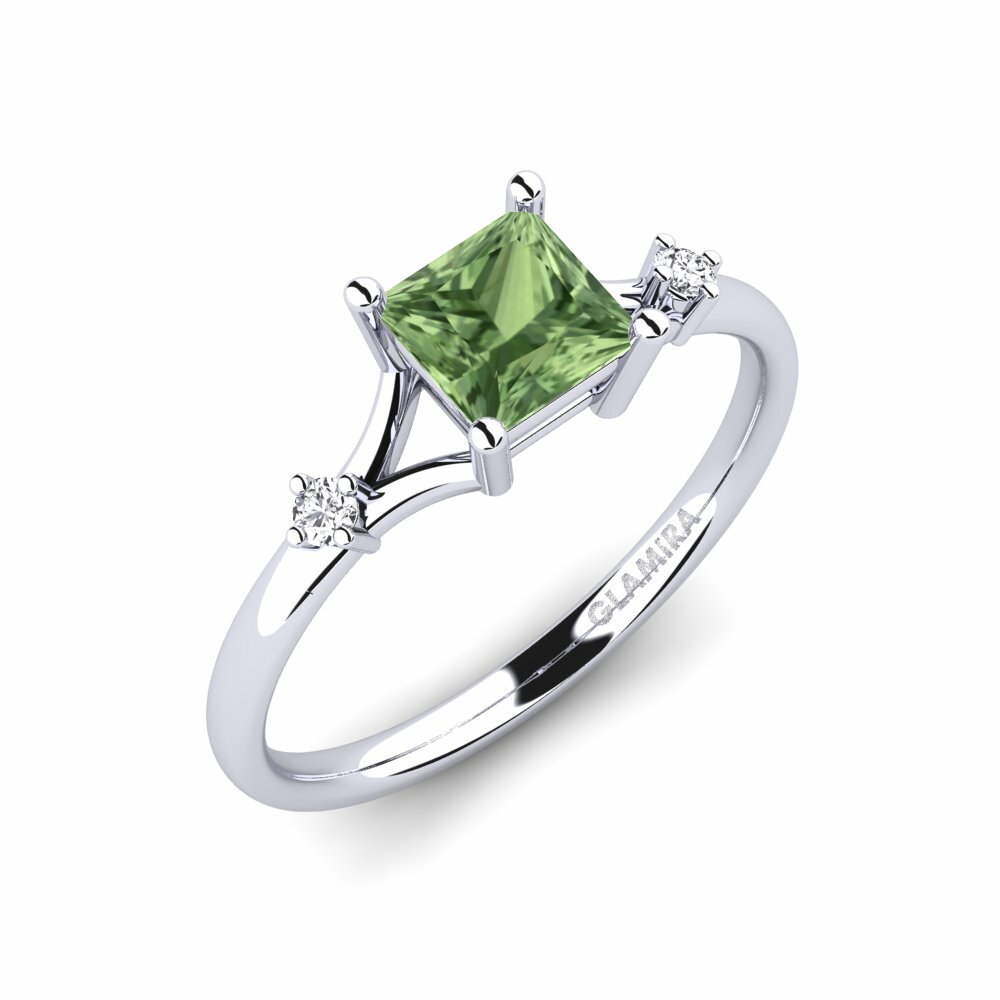 Groene Saffier Verlovingsring Zephyra - Princess