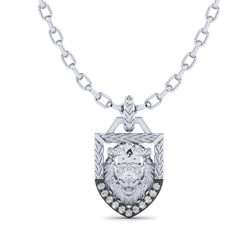 Argent Blanc Diamant Pendentif pour homme Dray