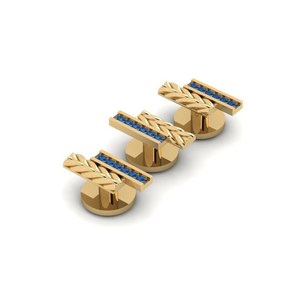 Dark Blue Zirconia Tuxedo 3 Studs Noireau