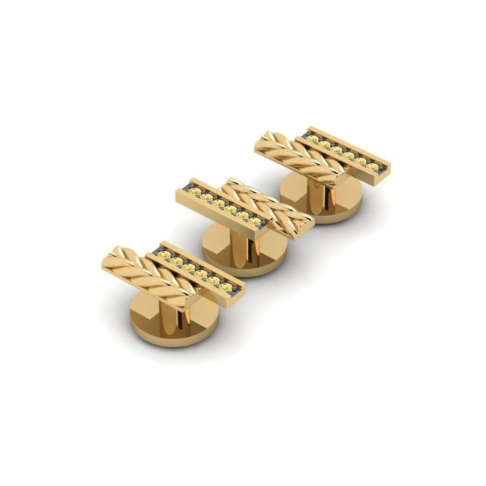 Yellow Diamond Tuxedo 3 Studs Noireau